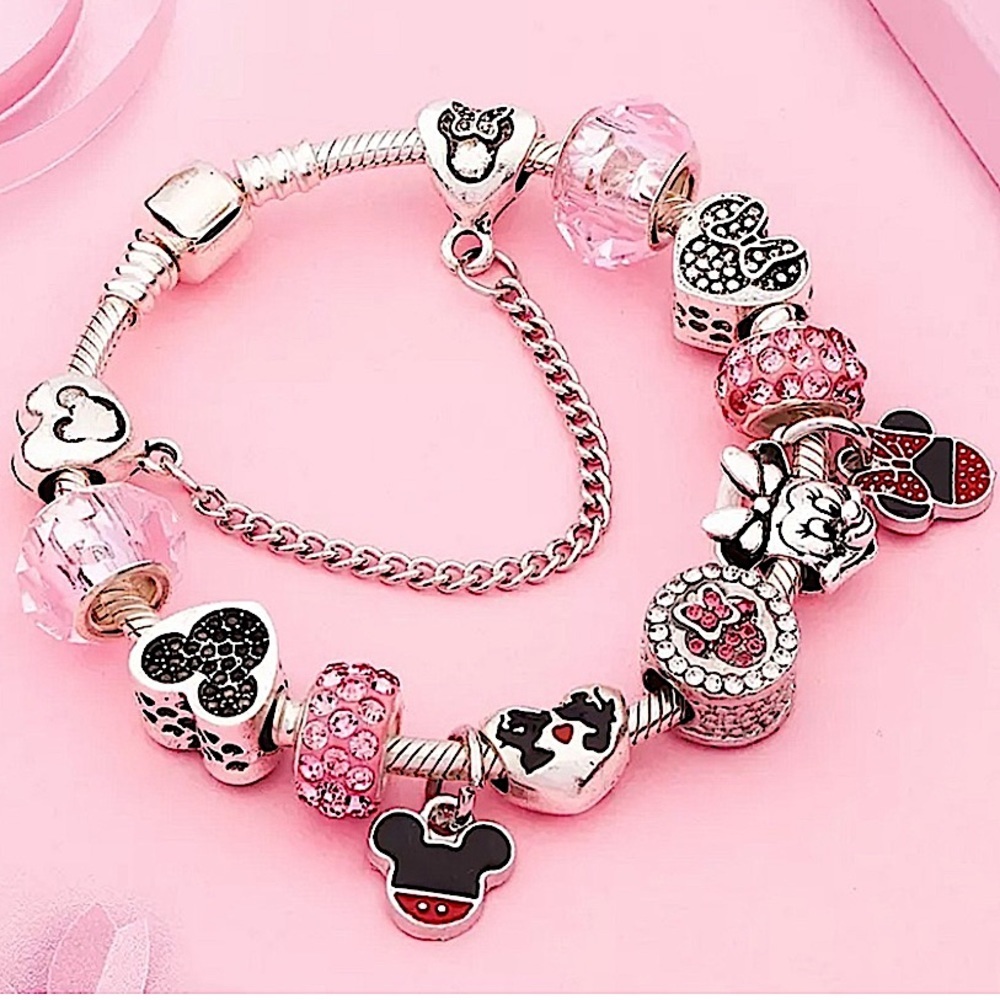 Disney Mickey Minnie Mouse Charm Bracelet - Picture 1 of 5
